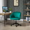 HOMCOM Retro Mid-Back Swivel Fabric Computer Desk Chair Height Adjustable With Metal Base, Leisure Task Chair On Rolling Wheels For Home Office, Green