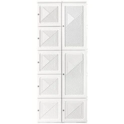 HOMCOM Portable Wardrobe Closet, Folding Bedroom Armoire, Clothes Storage Organizer With Cube Compartments, Hanging Rod, Magnet Doors, White -Homcom GUEST 0167ff29 f04d 4eee a8c7 6b88398433f3