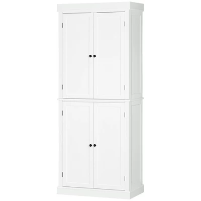 HOMCOM Freestanding Modern 4 Door Kitchen Pantry, Storage Cabinet Organizer With 6-Tier Shelves, And 4 Adjustable Shelves, White 5 HOMCOM Freestanding Modern 4 Door Kitchen Pantry, Storage Cabinet Organizer With 6-Tier Shelves, And 4 Adjustable Shelves, White - Image 3