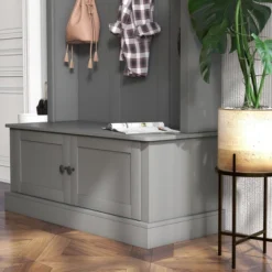 HOMCOM Hall Tree With Bench And Shoe Storage, Entryway Bench With Coat Rack, Mudroom Bench With Storage And Hooks For Hallway, Gray -Homcom GUEST 053c44a5 095d 4759 8646 7f88b42b1083