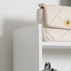 HOMCOM Modern Hall Tree, Entryway Coat Rack With Shoe Bench, 5 Hooks, Storage Shelf And Slatted Door Cabinet For Hallway, White -Homcom GUEST 0552c97a 197b 4737 96f2 6f42e3b10262