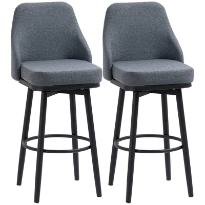 HOMCOM Extra Tall Bar Stools Set Of 2, Modern 360° Swivel Barstools, Dining Room Chairs With Steel Legs And Footrest 8 HOMCOM Extra Tall Bar Stools Set Of 2, Modern 360° Swivel Barstools, Dining Room Chairs With Steel Legs And Footrest - Image 6