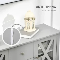 HOMCOM 70" Kitchen Buffet Hutch With 3-Tier Shelving, Freestanding Storage Pantry Cabinet With Adjustable Shelves, Countertop, Gray -Homcom GUEST 06c00224 f752 42d6 b7f6 f416e4c2a6ee