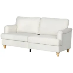 HOMCOM 3-Seater Sofa Couch, 71" Modern Linen Fabric Sofa With Rubber Wood Legs And Slatted Frame For Living Room, Bedroom And Apartment, Cream White 9 HOMCOM 3-Seater Sofa Couch, 71" Modern Linen Fabric Sofa With Rubber Wood Legs And Slatted Frame For Living Room, Bedroom And Apartment, Cream White -Homcom GUEST 076231e9 97f4 41ed a164 14fb5c454e6d