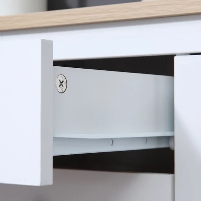 HOMCOM Buffet Cabinet, Rustic Sideboard With 9-bottle Wine Rack, Storage Cabinets, Drawers And Adjustable Shelves For Living Room, Kitchen 7 HOMCOM Buffet Cabinet, Rustic Sideboard With 9-bottle Wine Rack, Storage Cabinets, Drawers And Adjustable Shelves For Living Room, Kitchen - Image 5