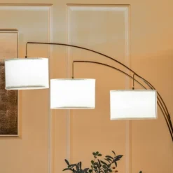 HOMCOM Arc Floor Lamp With 3 Hanging Drum Shape Lampshade, Flexible Steel Pole And Marble Round Base, Black/White 11 HOMCOM Arc Floor Lamp With 3 Hanging Drum Shape Lampshade, Flexible Steel Pole And Marble Round Base, Black/White -Homcom GUEST 07a8dccc be8b 44fa 96da 5e1cfcb0b525