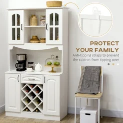 HOMCOM 73" Kitchen Hutch Cabinet With Countertop & Wine Storage, Kitchen Pantry Storage Cabinet Buffet With Hutch, Modern Bar Cabinet Wine Rack, White 10 HOMCOM 73" Kitchen Hutch Cabinet With Countertop & Wine Storage, Kitchen Pantry Storage Cabinet Buffet With Hutch, Modern Bar Cabinet Wine Rack, White -Homcom GUEST 0807cb81 5b91 408b aa20 2424add3509e