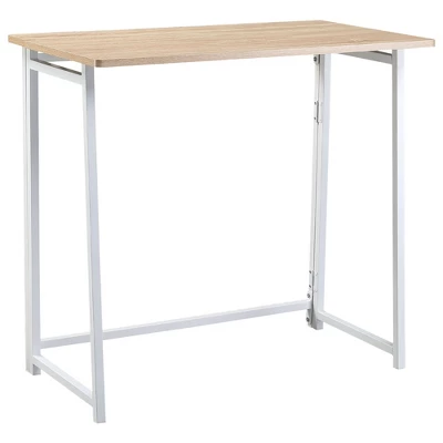 HOMCOM Writing Desk, 31.5" Folding Table For Small Space, Computer Desk With Metal Frame, Space-Saving Workstation For Home Office 5 HOMCOM Writing Desk, 31.5" Folding Table For Small Space, Computer Desk With Metal Frame, Space-Saving Workstation For Home Office - Image 3