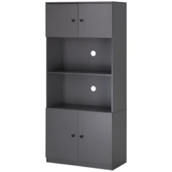 HOMCOM 71" Kitchen Buffet With Hutch, Pantry Storage Cabinet With Shelves, Open Microwave Countertop For Dining Room, Living Room, Gray -Homcom GUEST 0ae4045d 5db3 466a 8c61 103098a97098