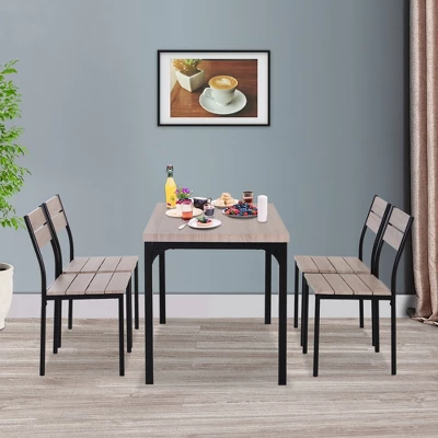 HOMCOM 5-Piece Dining Table Furniture Set Modern Industrial Table With 4 Chairs For Dining Room, Kitchen 3 HOMCOM 5-Piece Dining Table Furniture Set Modern Industrial Table With 4 Chairs For Dining Room, Kitchen