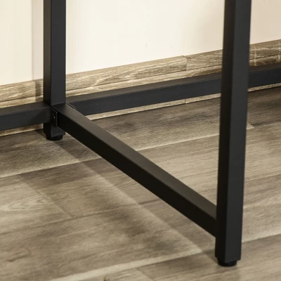 HOMCOM Two Person Home Office Desk With Elevated Monitor Shelf, Bottom CPU Tower Shelf And Large Desktop, Black/Brown 8 HOMCOM Two Person Home Office Desk With Elevated Monitor Shelf, Bottom CPU Tower Shelf And Large Desktop, Black/Brown - Image 6