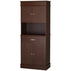 HOMCOM 72" Kitchen Buffet With Hutch, Freestanding Pantry Cupboard With Utility Drawer, Adjustable Hinge, Anti-tipping 2 Cabinet And Countertop, Brown -Homcom GUEST 0be31efe fa98 4b36 ae7a 13e103f26dd1