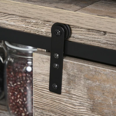 HOMCOM Freestanding Rustic Kitchen Buffet With Hutch, Pantry Storage Cabinet With Sliding Barn Door, Adjustable Shelf, Vintage Wood 7 HOMCOM Freestanding Rustic Kitchen Buffet With Hutch, Pantry Storage Cabinet With Sliding Barn Door, Adjustable Shelf, Vintage Wood - Image 5