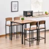HOMCOM 5 PC Modern Counter Height Bar Table Set Compact Kitchen Table 4 Chairs Set With Footrest, Metal Legs -Homcom GUEST 0f941219 a50b 4809 8d4d a51967ae2155