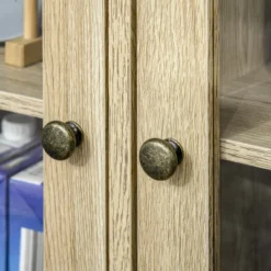 HOMCOM Rustic Farmhouse Sideboard, Buffet Cabinet With 2 Glass Doors, Adjustable Shelves And 2 Drawers For Kitchen, Living Room, Oak 13 HOMCOM Rustic Farmhouse Sideboard, Buffet Cabinet With 2 Glass Doors, Adjustable Shelves And 2 Drawers For Kitchen, Living Room, Oak -Homcom GUEST 1029c1f8 b5e1 41ac a0ea dac82ac6578b