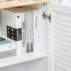 HOMCOM Storage Cabinet Kitchen Sideboard With Louvered Doors, Freestanding Floor Cabinet For Living Room, Hallway, White -Homcom GUEST 1072dd63 470b 4f0e 9209 f199bd6ac2a3