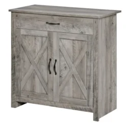 HOMCOM 32" Farmhouse Barn Door Style Sideboard, Buffet Cabinet, Coffee Bar For Kitchen, Living Room Or Entryway, Gray Wash -Homcom GUEST 10743f11 2829 4b74 8dac 4c720593237b