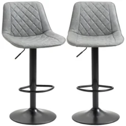 HOMCOM Adjustable Bar Stools Set Of 2, Counter Height Barstools With Swivel Seat Round Steel Base, And Footrest, Gray 9 HOMCOM Adjustable Bar Stools Set Of 2, Counter Height Barstools With Swivel Seat Round Steel Base, And Footrest, Gray -Homcom GUEST 107fc022 f7b7 4822 818a e9f385a72c00