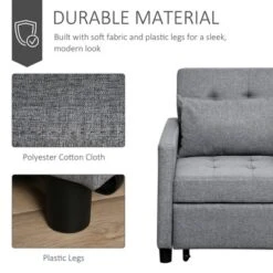 HOMCOM Convertible Sofa Lounger Chair Bed Multi-Functional Sleeper Recliner With Tufted Upholstered Fabric, Adjustable Angle Backrest, Pillow, Gray 9 HOMCOM Convertible Sofa Lounger Chair Bed Multi-Functional Sleeper Recliner With Tufted Upholstered Fabric, Adjustable Angle Backrest, Pillow, Gray -Homcom GUEST 10e87986 b3f1 48a5 a492 ae03dec4c393