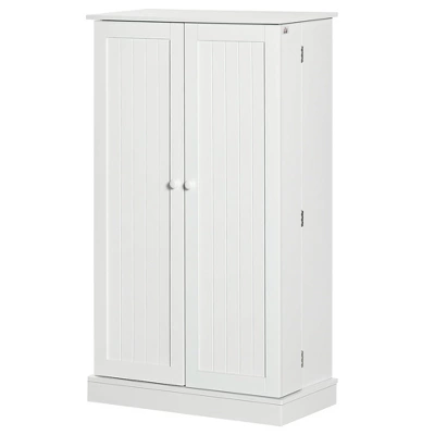 HOMCOM 41" Farmhouse Kitchen Pantry, Freestanding 2 Door Storage Cabinet With Adjustable Shelves For Living Room And Dinning Room,White 5 HOMCOM 41" Farmhouse Kitchen Pantry, Freestanding 2 Door Storage Cabinet With Adjustable Shelves For Living Room And Dinning Room,White - Image 3