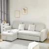 HOMCOM Sectional Sleeper Sofa, Linen Fabric L Shaped Couch With Pull Out Bed, Reversible Storage Chaise For Living Room, Apartment, 3-seat, Beige -Homcom GUEST 11fb1172 bffd 4972 a6ca dfb95a97d609