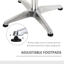 HOMCOM 24” Adjustable Square Stainless Steel Top Aluminum Standing Bistro Bar Table -Homcom GUEST 12122c37 f204 46bd af9a 6d60629f2850