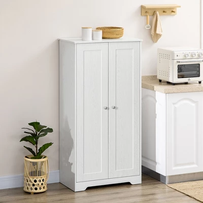 HOMCOM Kitchen Pantry Storage Cabinet, Freestanding Kitchen Cupboard With 2 Doors, Adjustable Shelves For Living Room, Dining Room, Bedroom, White 3 HOMCOM Kitchen Pantry Storage Cabinet, Freestanding Kitchen Cupboard With 2 Doors, Adjustable Shelves For Living Room, Dining Room, Bedroom, White