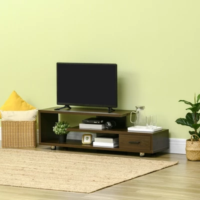 HOMCOM Modern TV Stand For TVs Up To 45", TV Cabinet With Storage Shelf And Drawer, Entertainment Center For Living Room Bedroom, Walnut 3 HOMCOM Modern TV Stand For TVs Up To 45", TV Cabinet With Storage Shelf And Drawer, Entertainment Center For Living Room Bedroom, Walnut