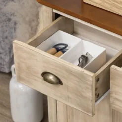 HOMCOM Sideboard Buffet Cabinet With Storage Drawers Adjustable Shelves Countertop Dining Room Cabinet Kitchen Buffet Living Room Furniture Natural -Homcom GUEST 1516f268 d9d4 45d8 b9eb b5270b2562a5