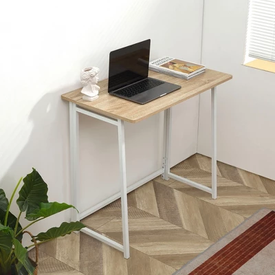 HOMCOM Writing Desk, 31.5" Folding Table For Small Space, Computer Desk With Metal Frame, Space-Saving Workstation For Home Office 4 HOMCOM Writing Desk, 31.5" Folding Table For Small Space, Computer Desk With Metal Frame, Space-Saving Workstation For Home Office - Image 2