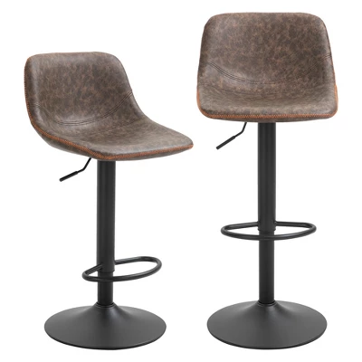 HOMCOM Adjustable Bar Stools Set Of 2, Swivel Bar Height Chairs Barstools Padded With Back For Kitchen, Counter, And Home Bar 5 HOMCOM Adjustable Bar Stools Set Of 2, Swivel Bar Height Chairs Barstools Padded With Back For Kitchen, Counter, And Home Bar - Image 3