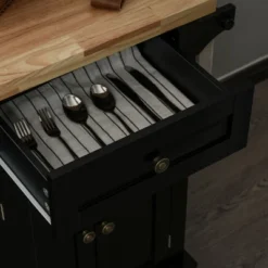 HOMCOM Kitchen Island On Wheels, Rolling Cart With Rubberwood Top, Spice Rack, Towel Rack And Drawers For Dining Room -Homcom GUEST 1954c203 da00 451b 82ed 4ca5b1f318be