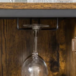 HOMCOM Industrial Wine Rack For 9 Bottles, Retro Liquor Cabinet With Glass Holders, Mesh Doors, And Storage Shelf For Home Bar, Dining Room, Brown -Homcom GUEST 1a15b50e b60c 4dc7 a0ca ca9d7051bda1