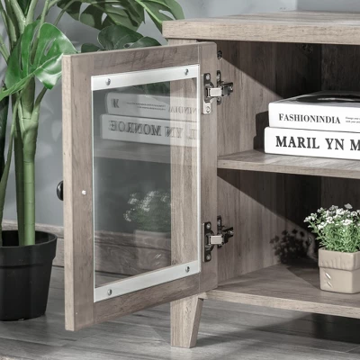 HOMCOM Modern TV Stand, Entertainment Center With Shelves And Cabinets For Flatscreen TVs Up To 60" For Bedroom, Living Room, Gray Wash 7 HOMCOM Modern TV Stand, Entertainment Center With Shelves And Cabinets For Flatscreen TVs Up To 60" For Bedroom, Living Room, Gray Wash - Image 5