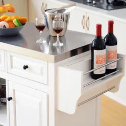 HOMCOM Rolling Kitchen Island On Wheels With Stainless Steel Top, Spice Rack & Drawers, Utility Portable Multi-Storage Cart On Wheels 16 HOMCOM Rolling Kitchen Island On Wheels With Stainless Steel Top, Spice Rack & Drawers, Utility Portable Multi-Storage Cart On Wheels -Homcom GUEST 1b2e2fa7 ceea 41e3 b5af 3c443acbeac2