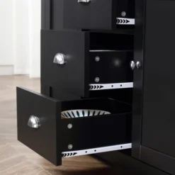 HOMCOM Kitchen Sideboard With Adjustable Shelves, Dining Buffet Cabinet With 3 Storage Drawers, Black -Homcom GUEST 1ce333de e725 4bdc a6cd 5f5630220965