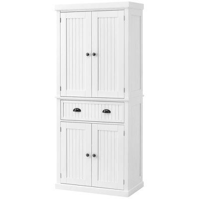 HOMCOM 72" Traditional Freestanding Kitchen Pantry Cabinet Cupboard With Doors And 3 Adjustable Shelves, White 5 HOMCOM 72" Traditional Freestanding Kitchen Pantry Cabinet Cupboard With Doors And 3 Adjustable Shelves, White - Image 3