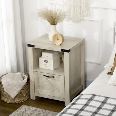 HOMCOM Industrial Side Table With 1 Drawer 1 Open Shelf And Big Tabletop 3 HOMCOM Industrial Side Table With 1 Drawer 1 Open Shelf And Big Tabletop