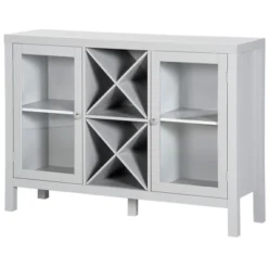 HOMCOM Modern Kitchen Sideboard, Buffet Table With Removable Wine Rack, Glass Door Cabinet And Shelves For Living Room, Kitchen, Entryway, Gray -Homcom GUEST 1e6c136e 2bc2 4a88 b3b7 28e2b9f7d307