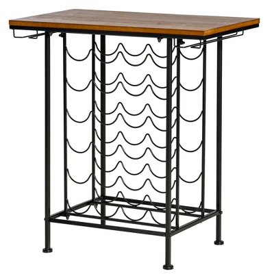 HOMCOM 24-Bottle Industrial Modern Wine Rack Table, Freestanding 6 Tier Wine Bottle Organizer With Glass Stemware Holder , Natural / Black 5 HOMCOM 24-Bottle Industrial Modern Wine Rack Table, Freestanding 6 Tier Wine Bottle Organizer With Glass Stemware Holder , Natural / Black - Image 3