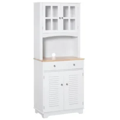 HOMCOM 67" Modern Buffet With Hutch, Louvered Kitchen Pantry Microwave Cabinet With Framed Glass Doors And 2 Drawers, White 10 HOMCOM 67" Modern Buffet With Hutch, Louvered Kitchen Pantry Microwave Cabinet With Framed Glass Doors And 2 Drawers, White -Homcom GUEST 222e08ab 4f68 4c38 97c6 37c8d6b86790