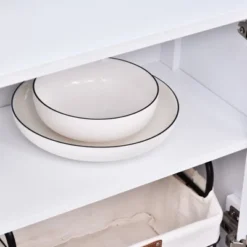 HOMCOM Kitchen Credenza & Sideboard Buffet Cabinet With 2 Glass Doors & Storage Shelves -Homcom GUEST 2254a380 8fbd 45dc 8d3c 02e5c2ccb27e