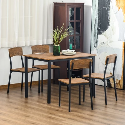 HOMCOM 5 Piece Modern Industrial Dining Table And Chairs Set For Small Space, Kitchen, Dining Room 4 HOMCOM 5 Piece Modern Industrial Dining Table And Chairs Set For Small Space, Kitchen, Dining Room - Image 2