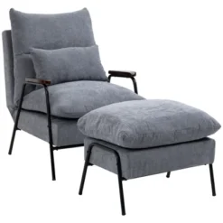 HOMCOM Accent Chair With Ottoman, Reclining Comfy Chair With Adjustable Backrest, Steel Frame And Pillow For Living Room, Bedroom 14 HOMCOM Accent Chair With Ottoman, Reclining Comfy Chair With Adjustable Backrest, Steel Frame And Pillow For Living Room, Bedroom -Homcom GUEST 241825a7 39ad 458e a272 fac54a18bc13