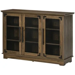 HOMCOM Farmhouse Buffet Cabinet, Sideboard, Kitchen Storage Cabinet With Adjustable Shelves And Wire Mesh Door, Coffee Bar For Living Room, Walnut -Homcom GUEST 24d5fae5 afa1 4d25 bec6 81e8fda59de2