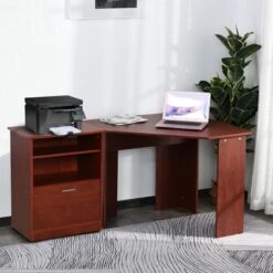HomCom 2 Piece Corner Computer Desk Workstation With Printer Stand Storage Cabinet -Homcom GUEST 2599916c 7122 486f ab84 649f14c5275e