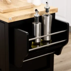 HOMCOM Rolling Kitchen Island On Wheels, Utility Serving Cart With Rubberwood Top, Towel Rack, Spice Rack And Storage Cabinet -Homcom GUEST 266b5519 20ce 4a96 89c1 0c2b89329614