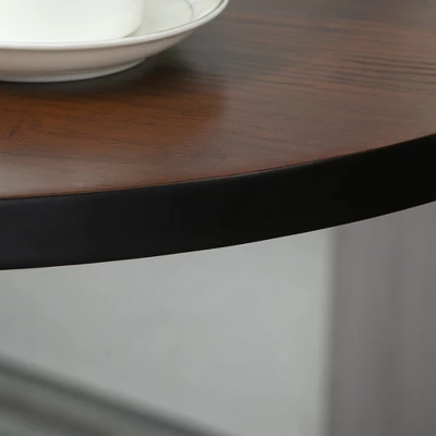 HOMCOM 42"H Rustic Industrial Bar Table Pub Table Elm Wood Top With Metal Base 6 HOMCOM 42"H Rustic Industrial Bar Table Pub Table Elm Wood Top With Metal Base - Image 4