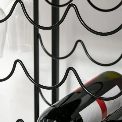 HOMCOM 24-Bottle Industrial Modern Wine Rack Table, Freestanding 6 Tier Wine Bottle Organizer With Glass Stemware Holder , Natural / Black 7 HOMCOM 24-Bottle Industrial Modern Wine Rack Table, Freestanding 6 Tier Wine Bottle Organizer With Glass Stemware Holder , Natural / Black - Image 5