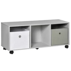 HOMCOM Kids Toy Chest With Cloth Drawers, Cabinet Storage Organizer Children Display Shelf For Toys, Clothes, Or Books For Bedroom With Wheels -Homcom GUEST 27529493 c3d0 4895 95f2 b080b9304954